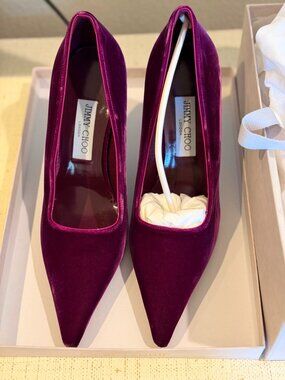 Jimmy Choo velvet purple pumps